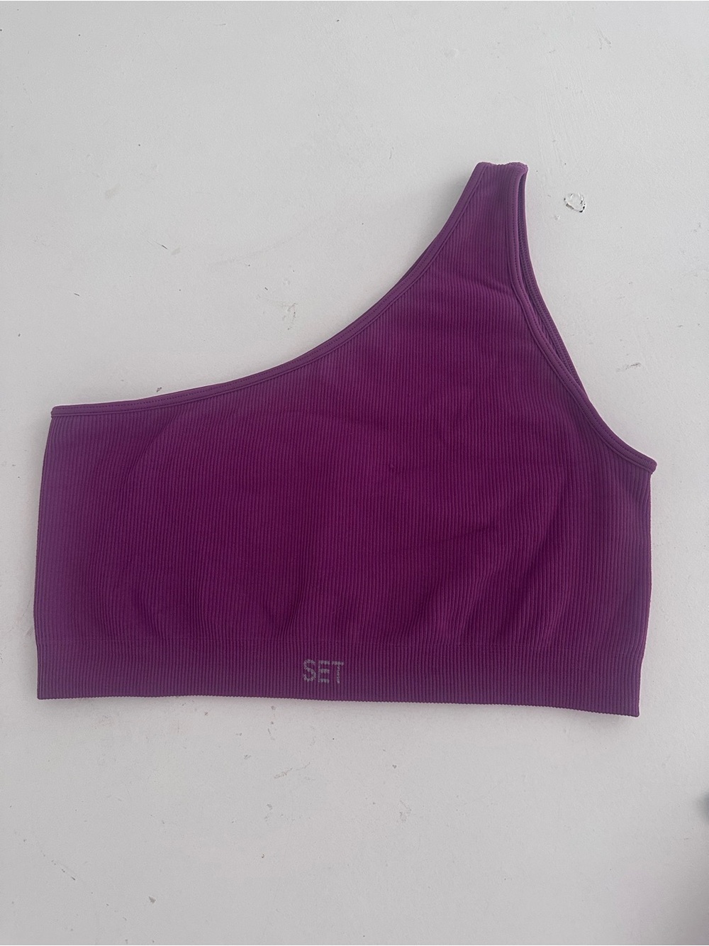 Set Active  Ribbed One Shoulder Sports Bra in a beautiful magenta color XL